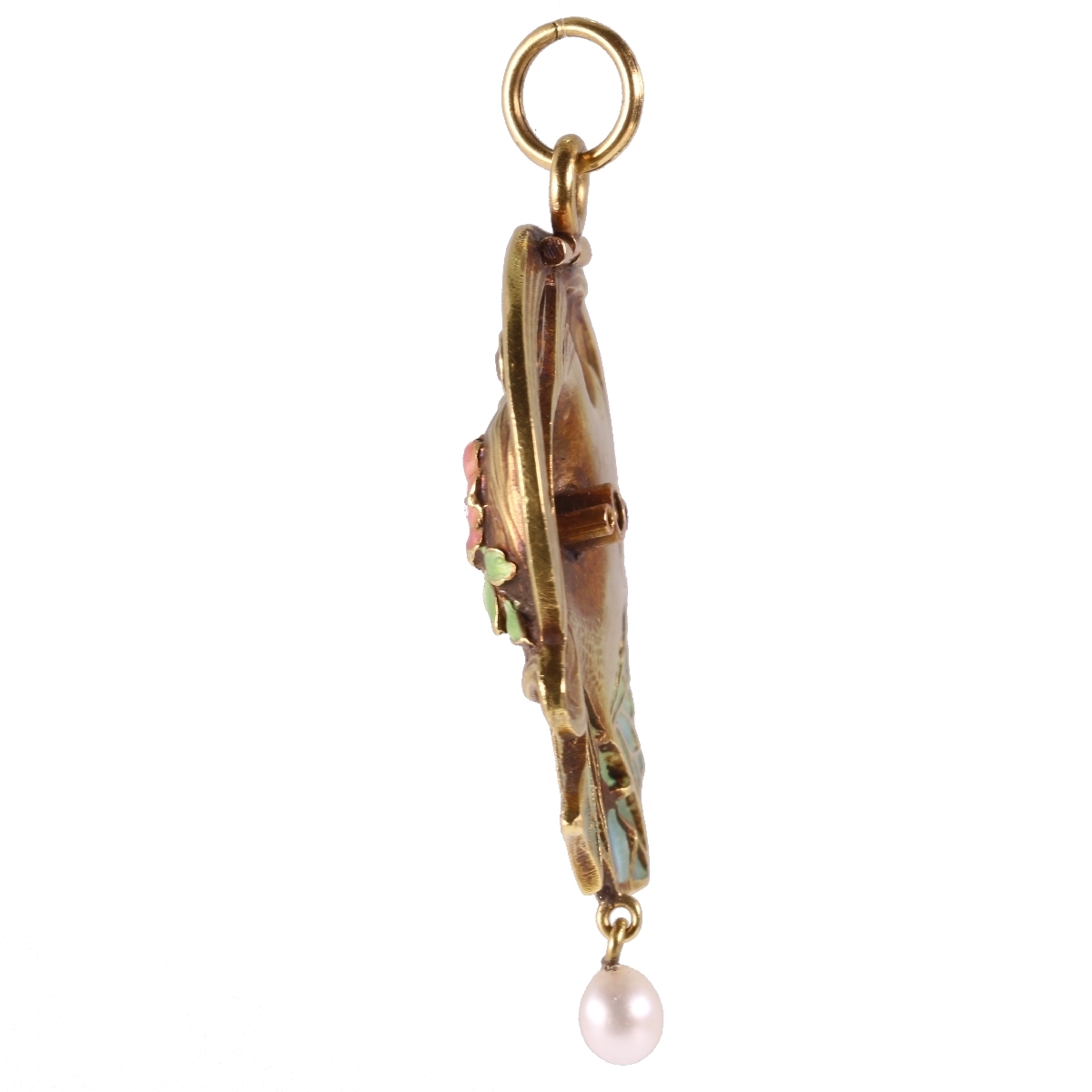 High quality Art Nouveau pendant/brooch with plique a jour enamel (image 8 of 13)
